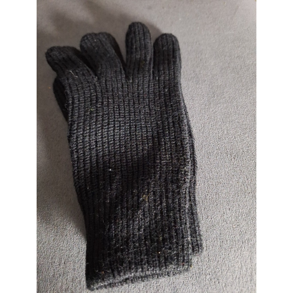 1pr Mens Black Knit Gloves One Size 100 Acrylic 288